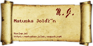Matuska Jolán névjegykártya